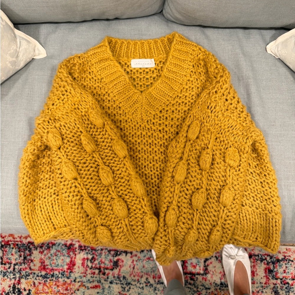 Cozy Mustard Cable Knit Sweater